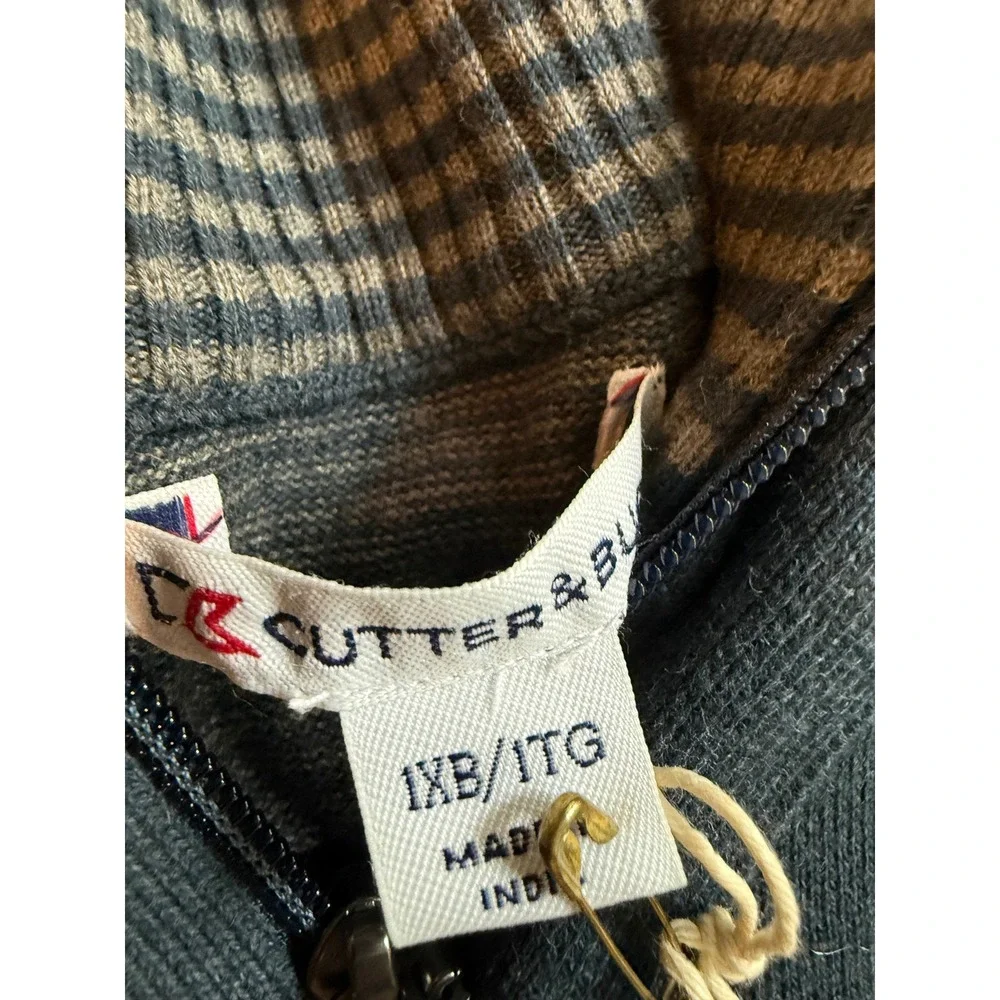 Cutter & Buck Mens 1XB Navy Heather Quarter Zip Sweater Elbow Patch new nwt golf